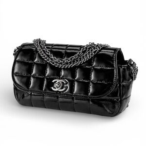 Chanel Black Square Quilt Multichain Flap Bag Shoulder Bag